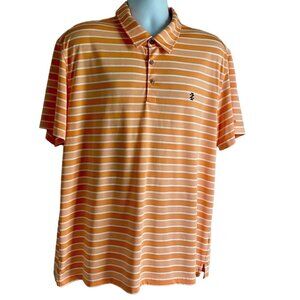 Izod Golf Orange White Striped Polyester Polo Shirt 2XL